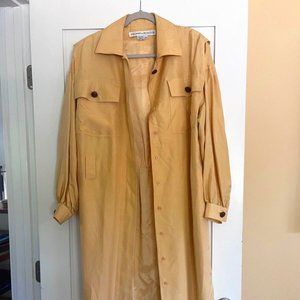 100% Yellow Silk 3/4 Length Trench